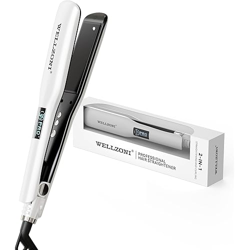 Flat Iron Hair Straightener - 1.4" Wide Plate, 15s Fast Heating with 37 Temp Settings 122-450°F, Dual Voltage Ionic Ceramic Flat Iron for All Hair Types with Auto Shut-Off