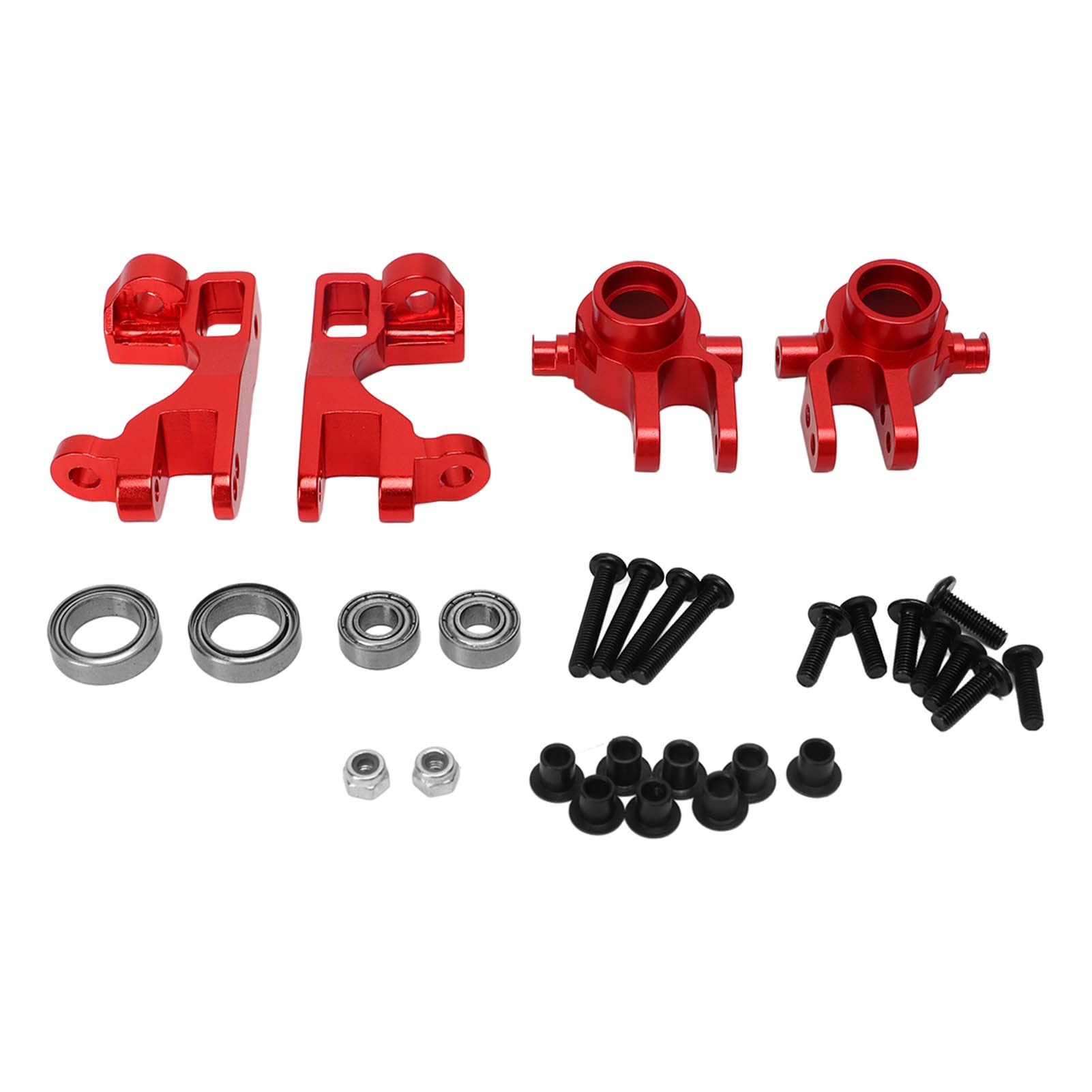 Zestaw kierowniczy RC Zestaw bloków C Części zamienne o wysokiej wytrzymałości ze stopu aluminium do sań Traxxas 1/10 samochodów RC ze śrubami mocującymi, łożyskami i nakrętkami (Czerwony)