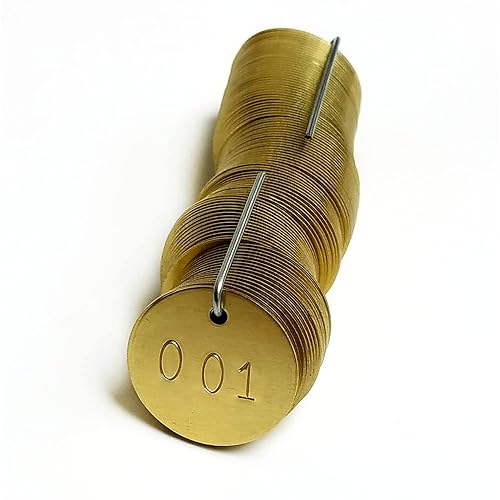 Miniatura 4 de Etiquetas de latón, numeradas 001-100, redondas de 1.25"