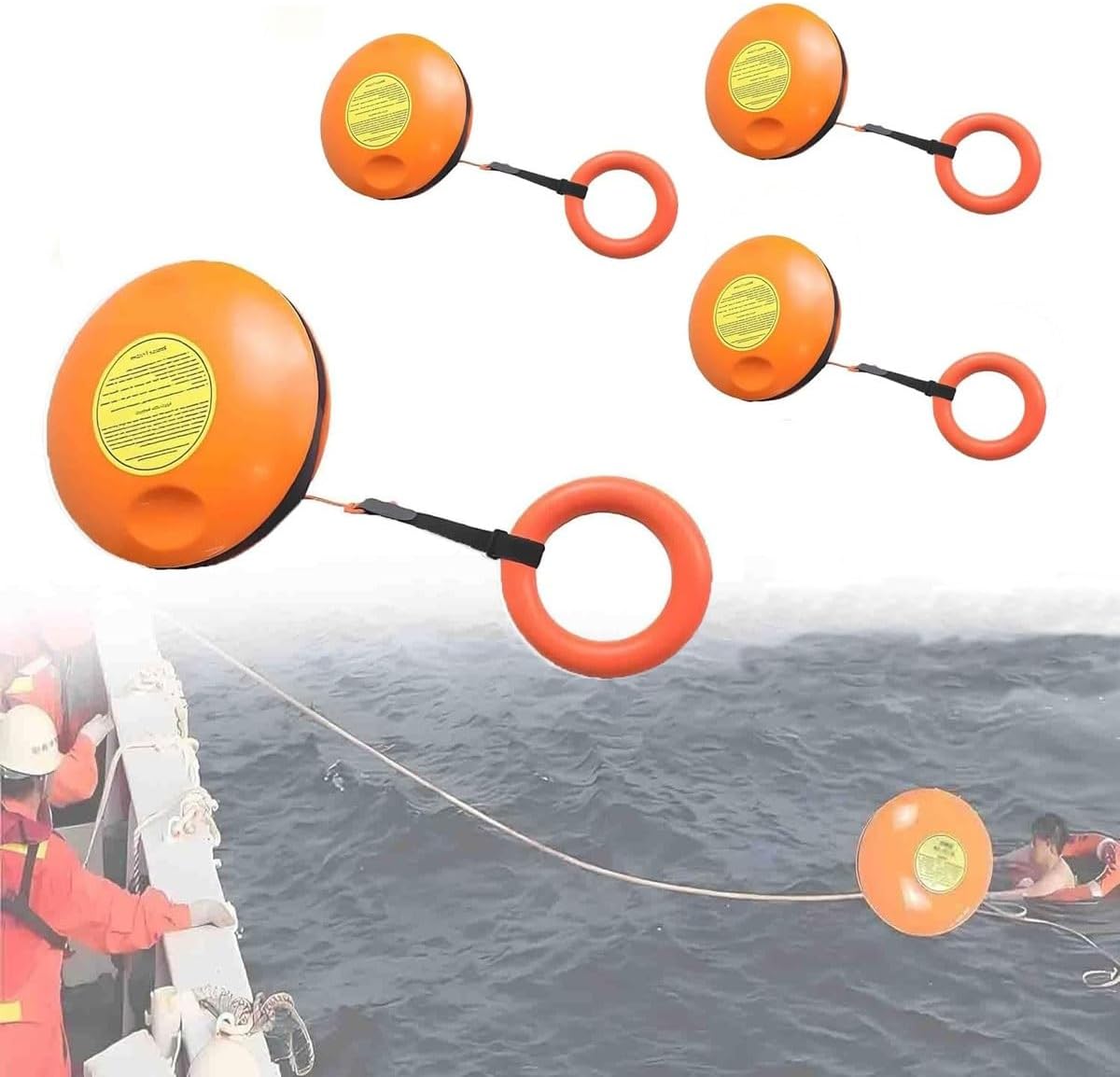 Water Rescue Throwing Frisbee,Drowning Emergency Rescues Disc with 40m/131 Ft Length & 0.15 in Diameter Rope,Marine Handthrow Life Saving Device,for Flood Relief