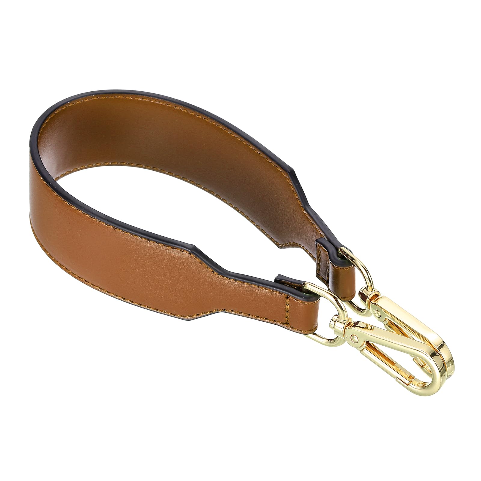 sourcing map PU Leather Purse Handles Replacement Short Strap Clutch Bag Handle with Clasp for Handbag Cross Body Wallet Briefcase, 41x3.6cm, Brown Gold Buckle