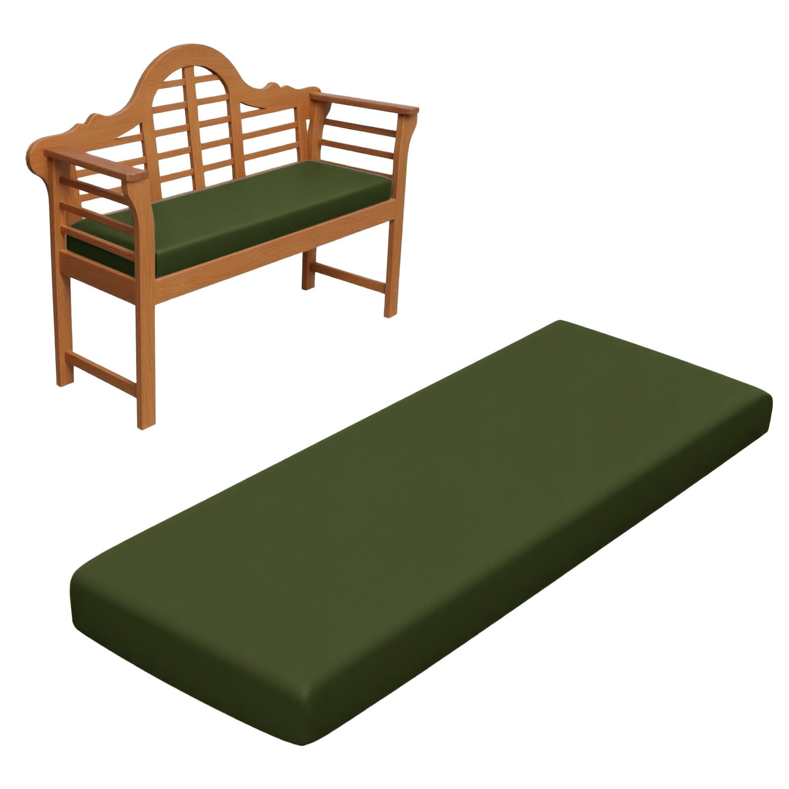 RZYW Coussin de Banc D'extérieur éPais de 5cm, ImperméAbles Coussins pour Banc de Jardin 2/3 Places, Coussin de Siège de FenêTre D'intérieur, pour Terrasse, Canapé, Balancelle,Army Green,135x55cm