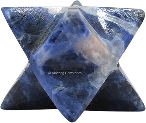 Miniatura 305 de Amazing Gemstone Larvikite Merkaba Crystal – Estrella de Merkaba metafísica de 1 pulgada para meditación – Cristal tetraedro energético y piedras
