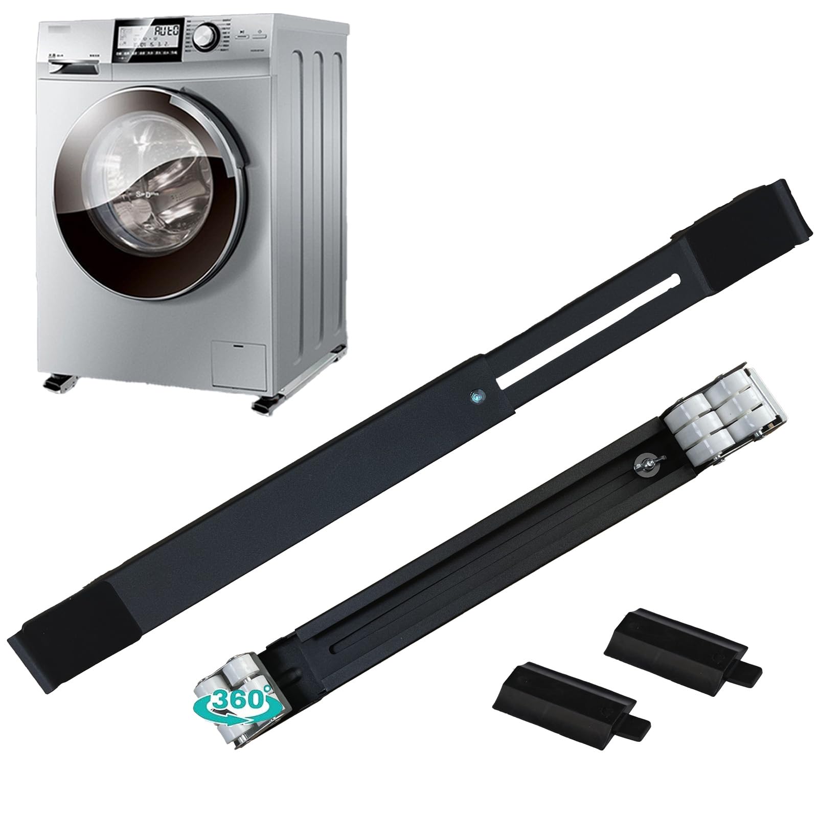 Yolizor Heavy Duty Appliances Rollers with 360°Swivel Wheels 660 lbs Black Adjustable Furniture Moving Roller 17.7"-27.6" Furniture Sliders with Locking Brakes for Refrigerator Washer Dryer