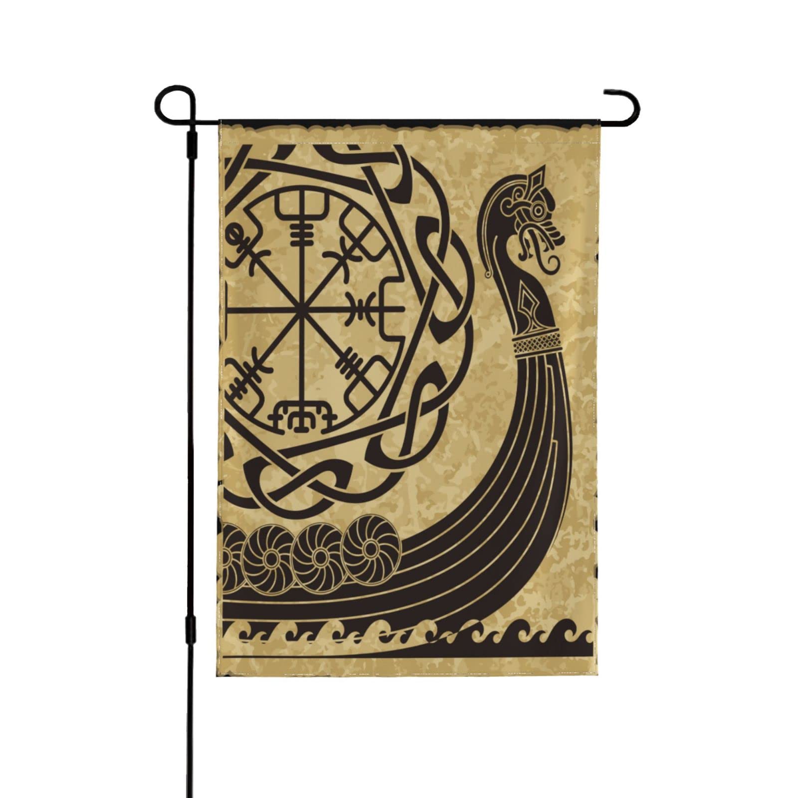 Outdoor Double Sided Garden Flag, Warship Viking Drakkar Print, Decorative Garden Flags For Home Decor - Double Stitched Yard Flags 12.5"X18" - (30x45cm)