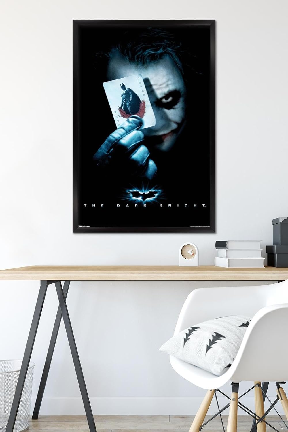 Trends International DC Comics Movie - The Dark Knight - The Joker with Batman Playing Card Wall Poster, 22.375" x 34", Black Framed Version