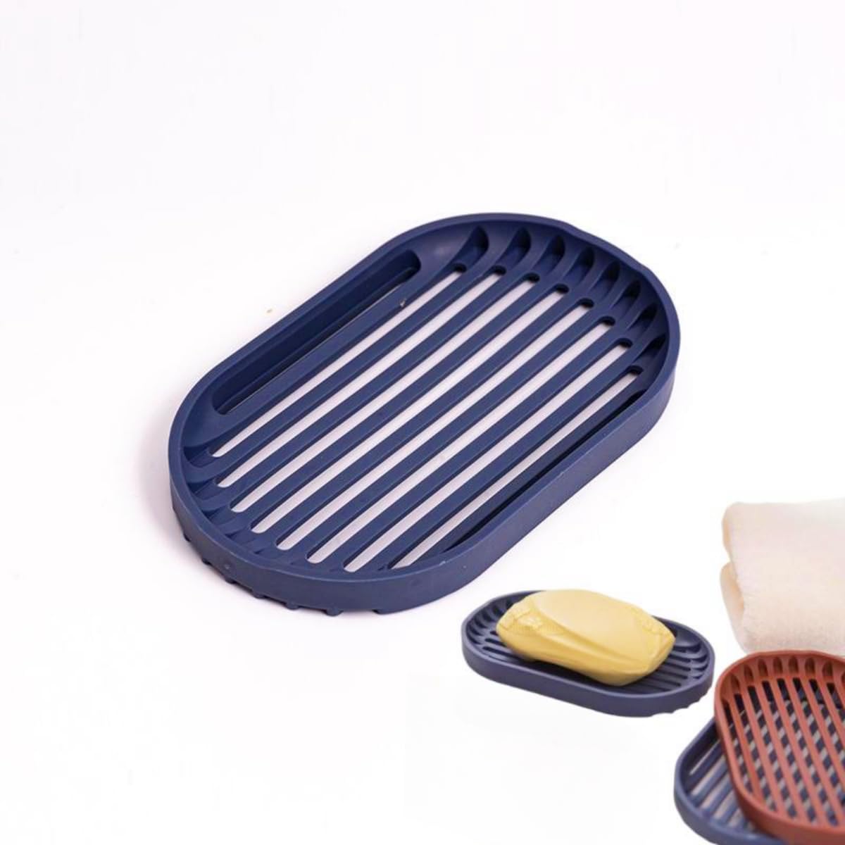 FENGZIZH Stylish Soap Dishes,Soap Bar Holder,Soap Trays, Drain Bar Soap Rack for Shower, Bathroom, Kitchen - Keep Soap Dry, Neat & Hygienic,Blue