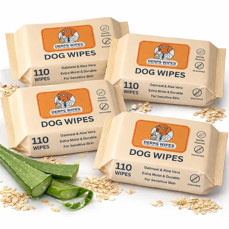 Lenços de Higiene para Cães Tazza com Aveia e Aloe, Sem Fragrância, 440 Unidades