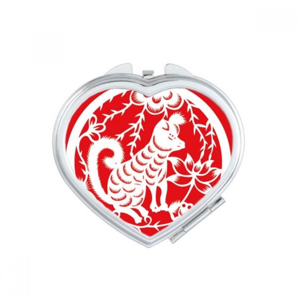 Miroir de maquillage compact portable en forme de coeur au design art du zodiaque