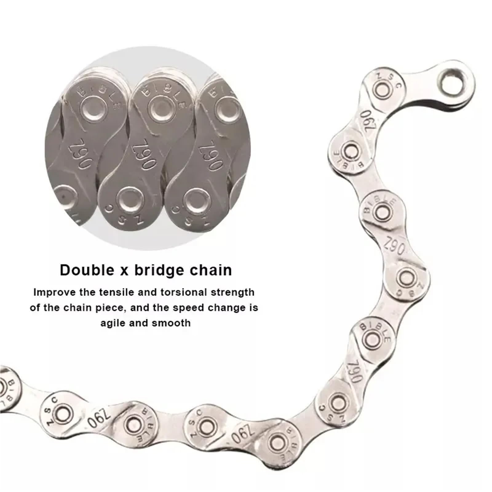 Ultraleichte Kette 116L 8 9 10 11 12-Gang Fahrrad Mountainbike Rennrad Silber for 24/27/30 variabel(A0438-12 speed)