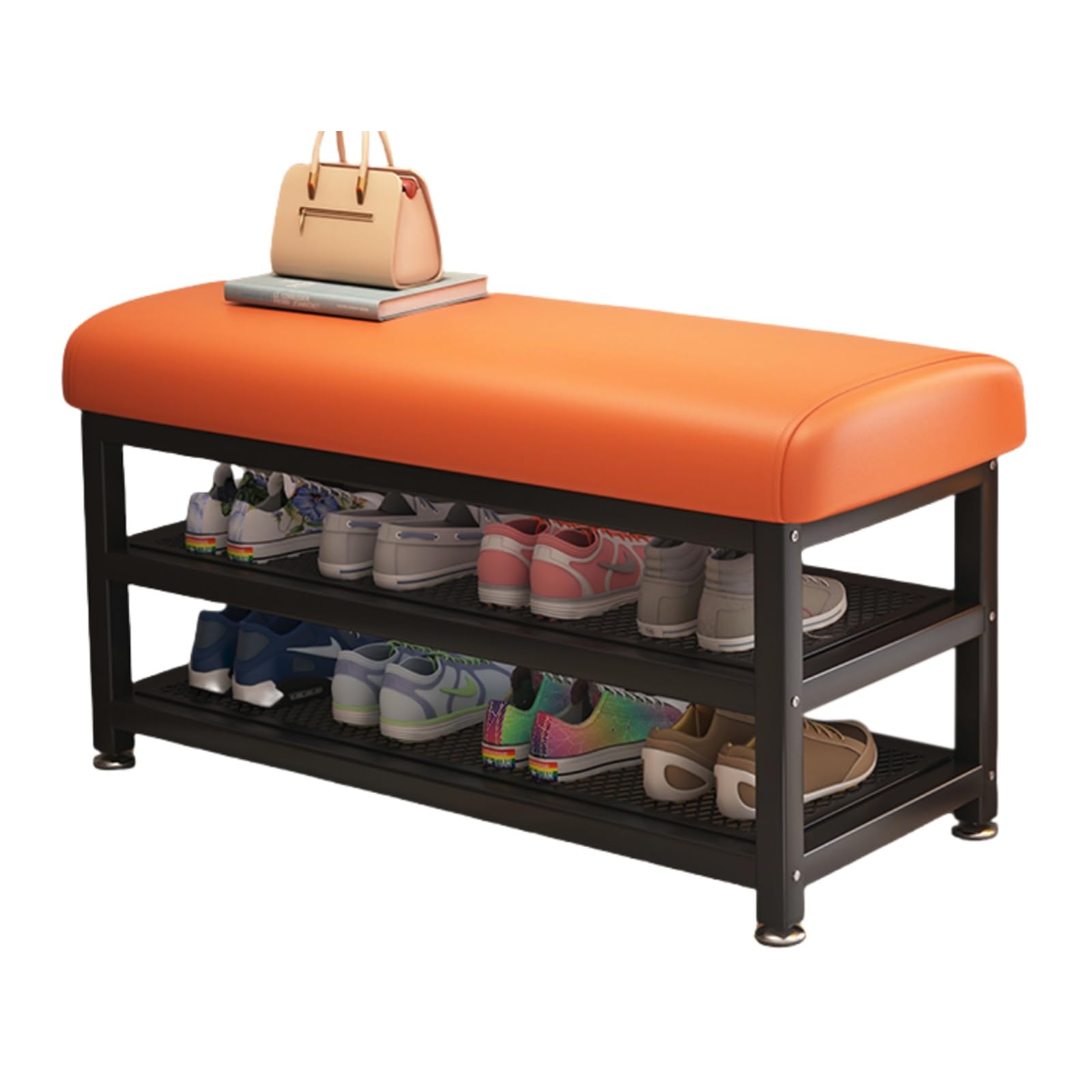 MSHGSKU Stylish ge Shoe Bench with Cushion Steel Structure Polyurethane Foam Perfect for Entryways Hallways Living Rooms & Bedrooms 80cm Long