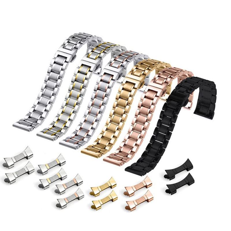 BrightBulb Correa de Acero Inoxidable 5 Cuentas Pulsera de Metal de Repuesto Inteligentes Relojes Accesorios-Plata Oro Rosa 15mm