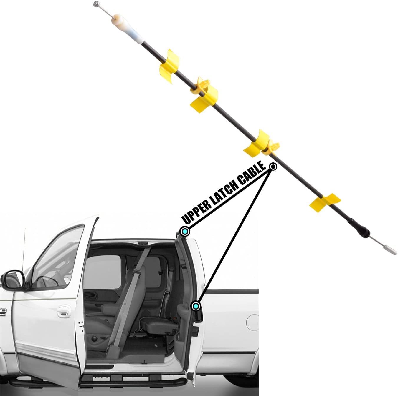 Door Upper Latch Cable compatible for Ford F150 Extended Cab 2004-2008 Super Cab Rear Door Upper replacement cable