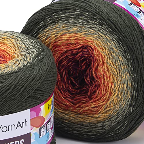 Image of Yarn Art YarnArt Flowers Yarn 55% Cotton 45% Acrylic 250gr 1094yds Multicolor Cotton Yarn Rainbow Crochet Yarn Spring Summer - 1 Fine Sport Skein (302)