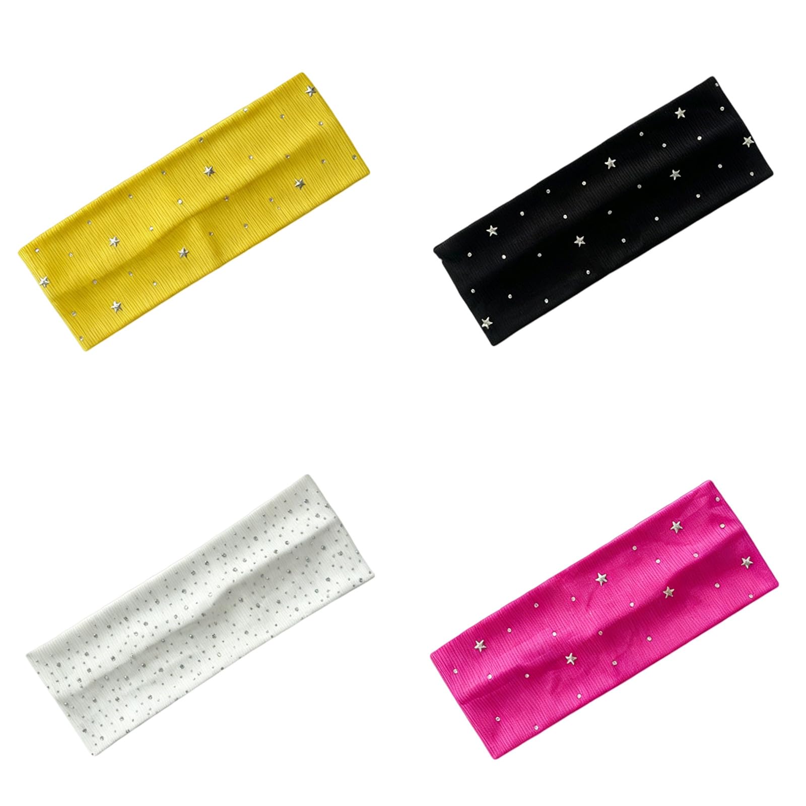 CYUCHENC wide headband 4 Pack Hot Rhinestone Starry Sports Solid Color Pit Strip Elastic Head Scarf Wide-brimmed Yoga Hairband Headband-5-four