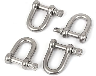 Aexit 304 Stainless Chain & Rope Fittings Steel Wire Rope Bow Turnbuckle Shackle Silver Wire Rope Clips Tone 4pcs