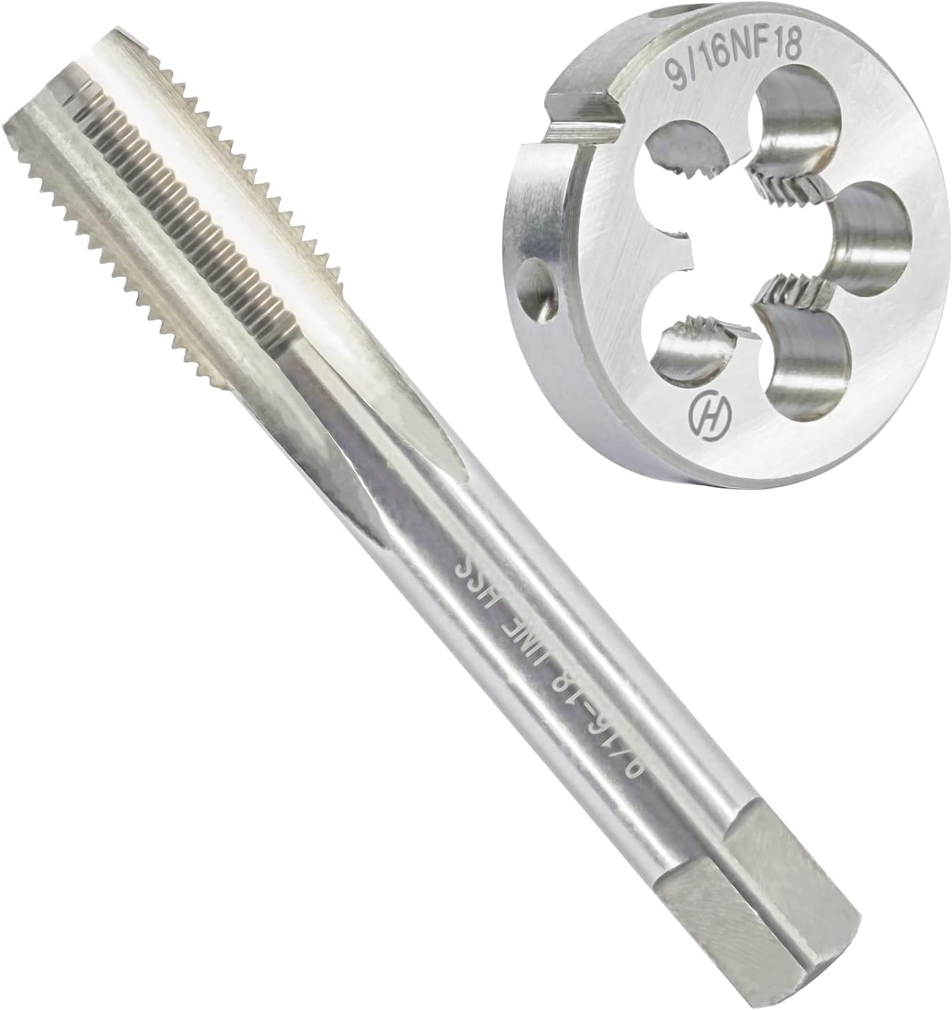 9/16"-20 UN Machine Tap And Die Set Right Hand | 9/16 x 20 UN HSS Machine Thread Tap and Alloy Tool Steel Round Die, Used for The Production and Repair of Threads
