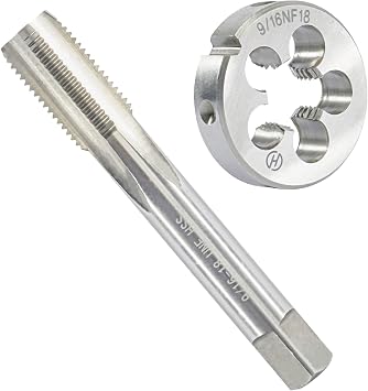 9/16"-18 UNF Machine Tap And Die Set Right Hand | 9/16 x 18 UNF HSS Machine Thread Tap and Alloy Tool Steel Round Die, Used for The Production and Repair of Threads