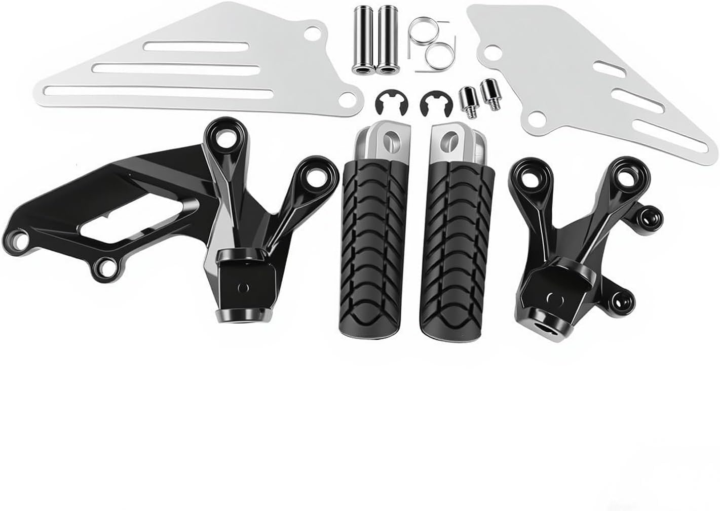 Motorcycle Front Footpeg Bracket Assembly Kit Compatible with Kawasaki Ninja ZX14R ZZR1400 2006-2023 - Complete Rider Foot Rest System with Aluminum Heel Guards & Mounting Hardware​