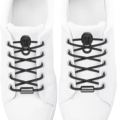 X-Protector Elastic No Tie Shoe Laces - Reflective Shoe Laces for Sneakers with Metal Locks - Black Shoelaces for Adults & Kids - Premium Shoelaces for Sneakers and Any Other Footwear!
