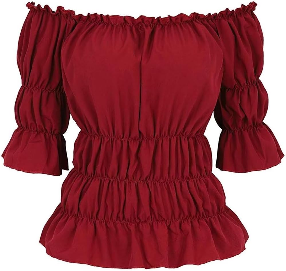 Medieval Pirate Vest Blouse 2 Piece Renaissance Costumes for Women Vintage Halloween Cosplay