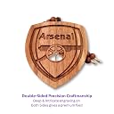 AALAA Arsenal FC Car Hanging | Double-Sided Engraved Arsenal Logo for Rear View Mirror | Premium Teakwood Car Charm | Football Fan Gift & Car Decor gallery image
