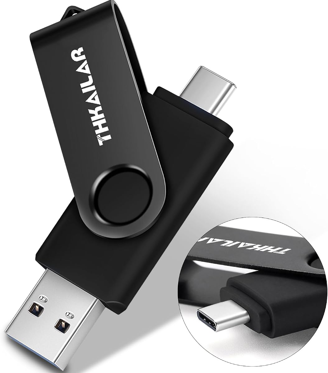 Thkailar USB 3.1 C Flash Drive 256GB for Smart Phone Mac Pro PC | Dual USB A and C Connector Thumb Drive for Back Up File, video, Music