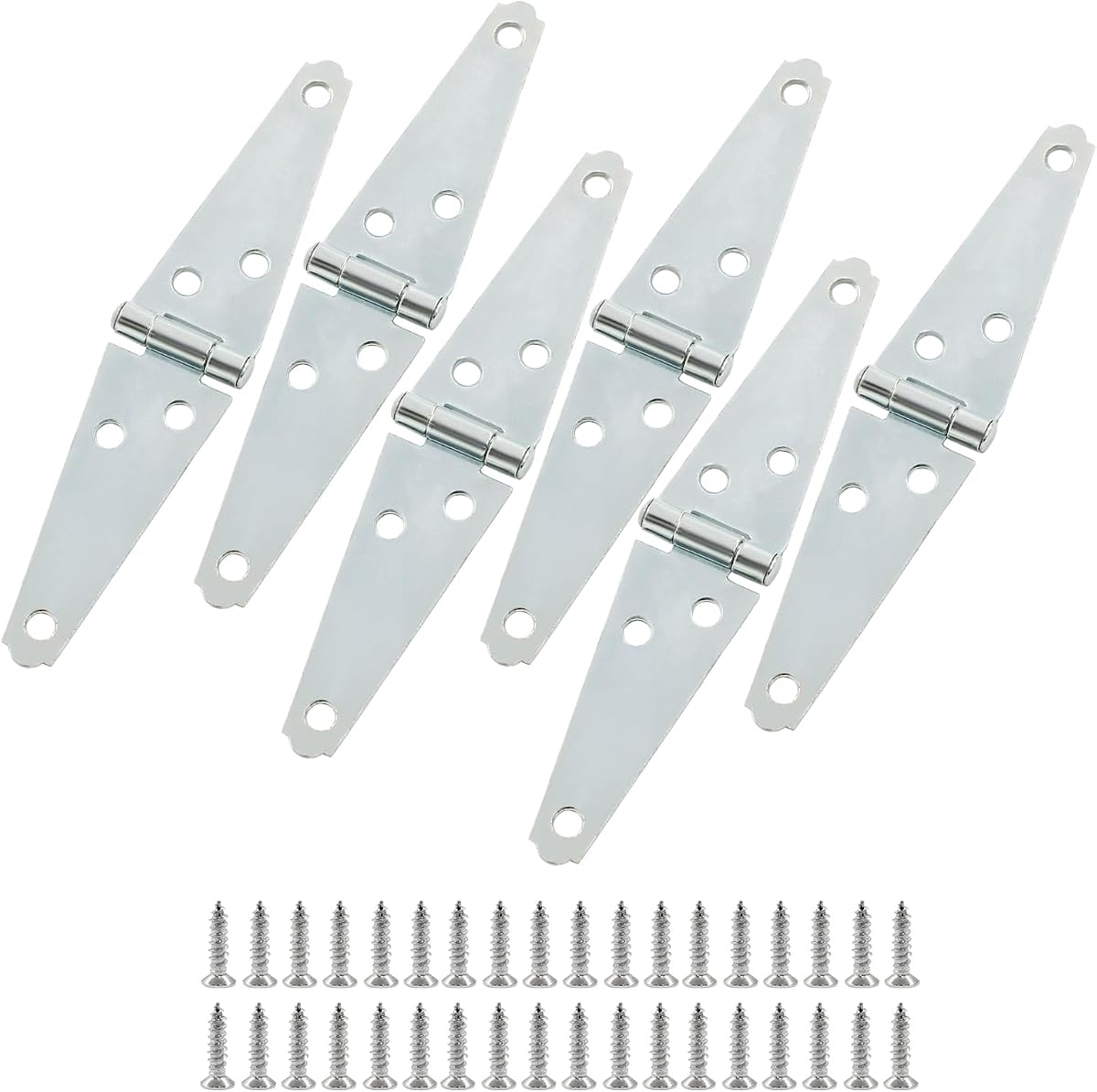 Murtenze 3 Inch Strap Hinges Heavy Duty | Cabinet Latch Door Hinge, With Mounting Screws, For Barn Door, Wooden Box, Deck Hatch, 6 Pack