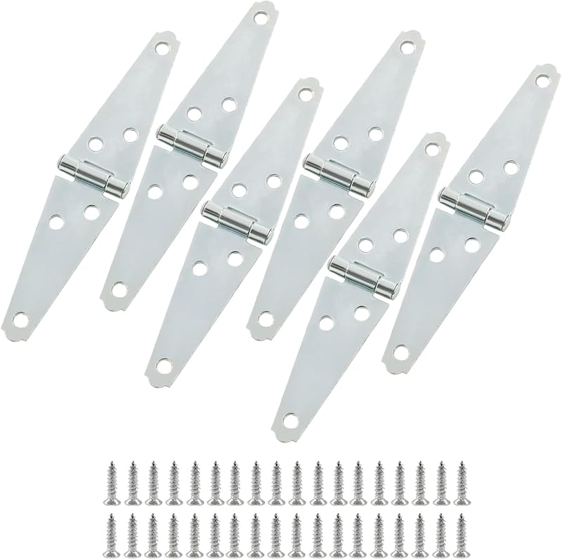 Murtenze 3 Inch Strap Hinges Heavy Duty | Cabinet Latch Door Hinge, With Mounting Screws, For Barn Door, Wooden Box, Deck Hatch, 6 Pack