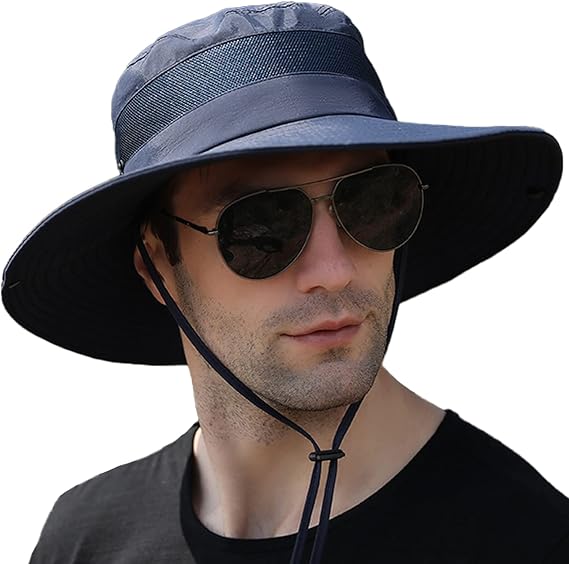 Amazon サファリハット メンズ 二重調節ボタン付き 22春夏 メッシュ通気構造 Uvカット 防風 折りたたみ 帽子 紫外線対策 つば広 日焼け 速乾性 軽量 日差し あごひも 吸汗速乾 2way シンプル おしゃれ 釣り 登山 スポーツ 男女兼用 02 ネイビー ハット 通販