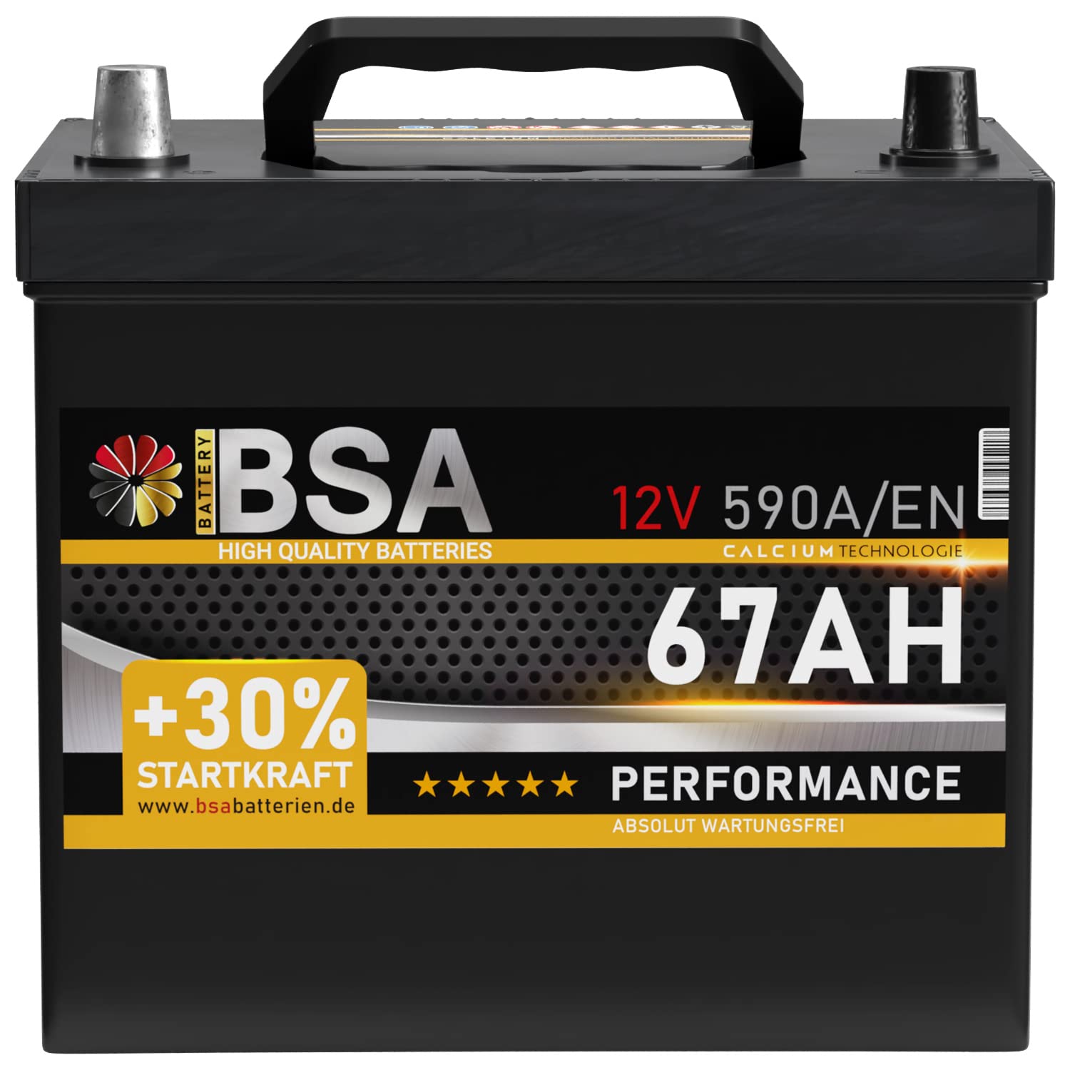 BSA ASIA Autobatterie 67Ah 12V Batterie Plus-Pol Links ersetzt 60Ah 65Ah