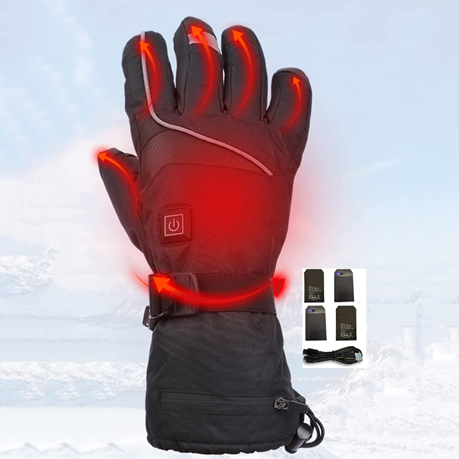 Gants chauffants batterie pour femme et homme ski et équitation