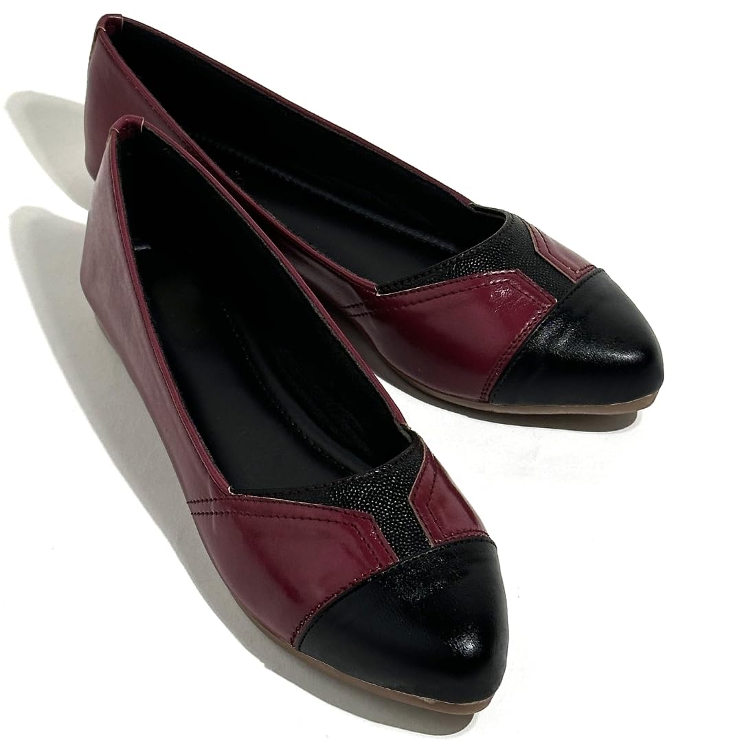 Imported Vegan PU Bellies for Women | Stylish Ballet Flats with Black Toe-Cap | Comfortable, Soft, Slip-On Belly Shoes for Office, Casual, Daily, Party, Formal & Ethnic Wear-image-49