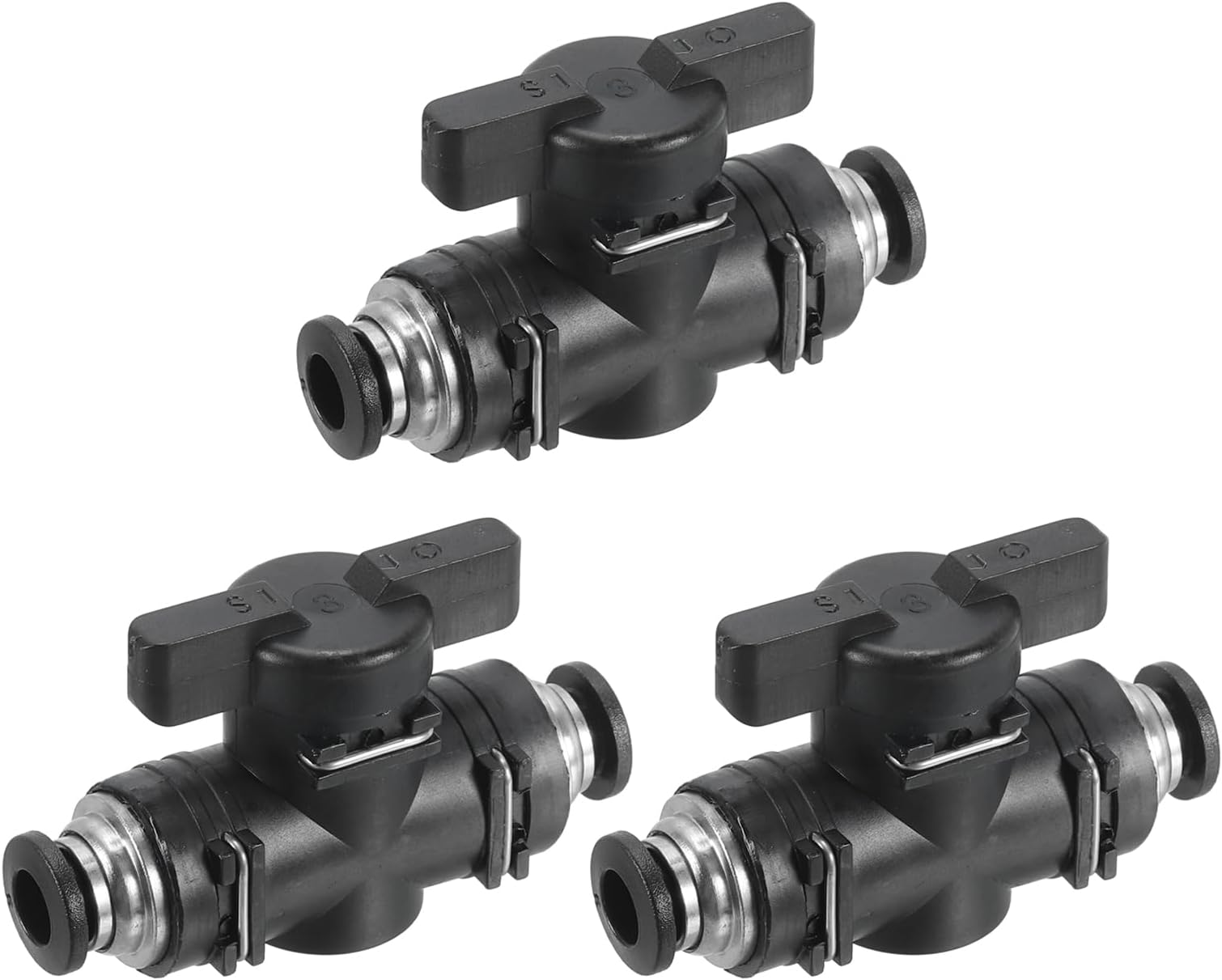 6mm Pneumatic Ball Valve, 3 Pack 6mm OD BUC Push to Connect Tube Fittings Ball Valve Union Straight Air Flow Control Valve for Air Hydraulic, Black Silver