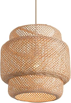 Creative Japanese Bedroom Dining Room Chandelier Rattan Hanging Light Weaving Natural Wicker Shade Close to Ceiling Light Fixtures Pastoral B&B Inn Lighting