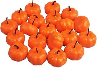 Songjum 20Pcs Mini Artificial Pumpkins Very Realistic Autumn Pumpkin Decorations Fall Pumpkin Decorations for Fall Wedding Halloween Thanksgiving Tabletop Autumn Harvest Decorations