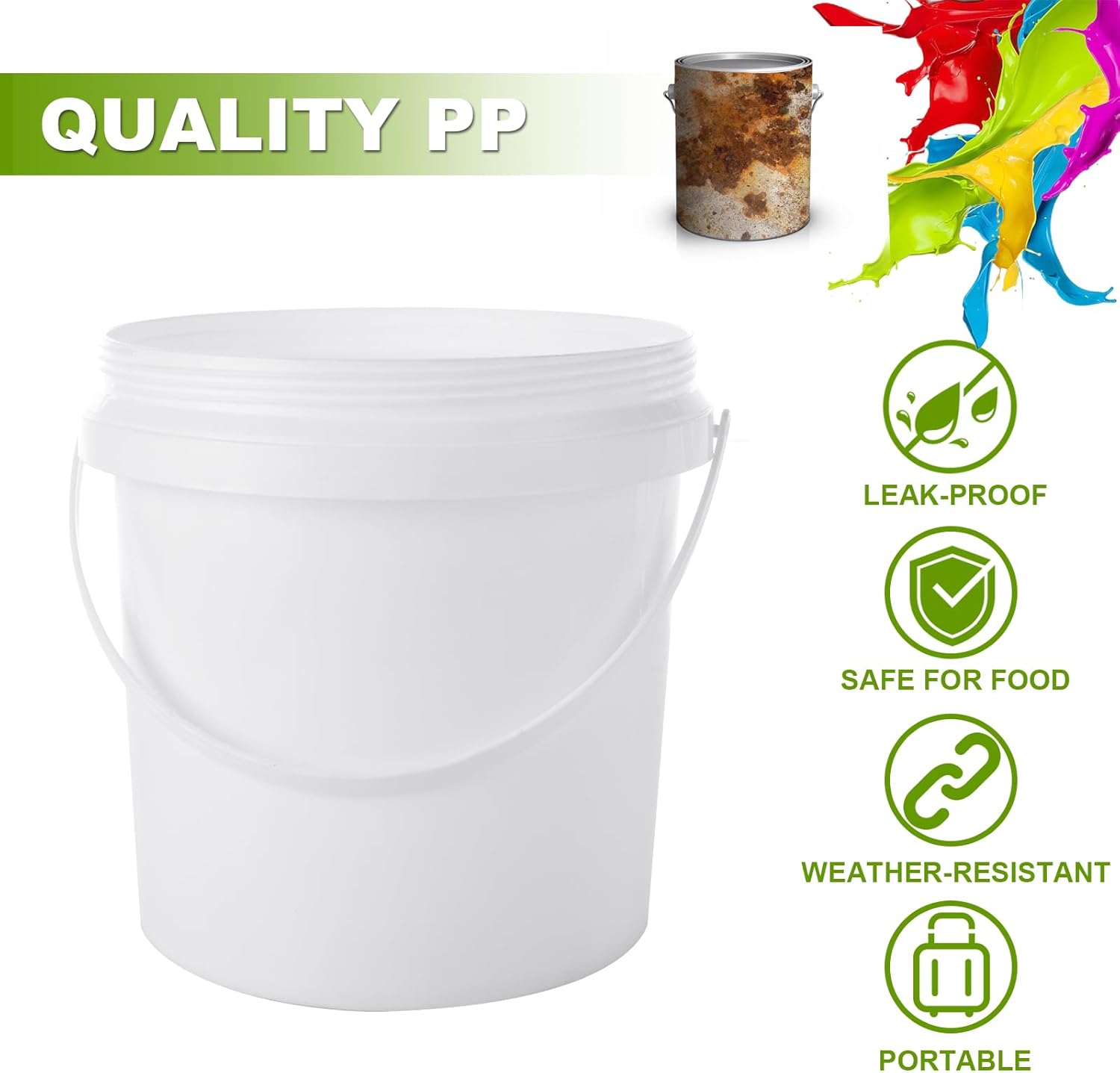 8 Pack Paint Buckets for Painting 2 Quart Paint Cans with Lids & Handles Empty Paint Cans 1/2 Gallon Paint Can Paint Pail Plastic Paint Containers for Leftover Paint Pigment Varnish Storage - Image 3