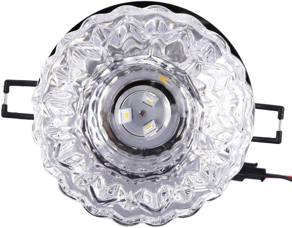 eecoo Crystal LED Downlight, Energy-Efficient 3W Recessed Ceiling Light, 5-8cm Aperture, Decorative Spotlight for Creative Corridor, Hallway, Living Room, Bedroom(White)