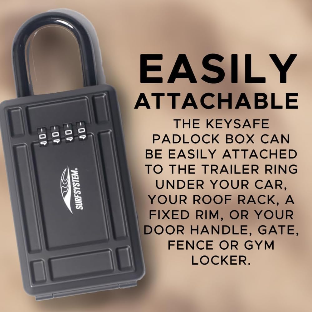 Keysafe Combination Padlock Lock-Box - Pod, Hide-A-Key, Shackle – Resetable Code – Surfer, Sports, Realtors, Safety for House/Car Key, Storage Lock