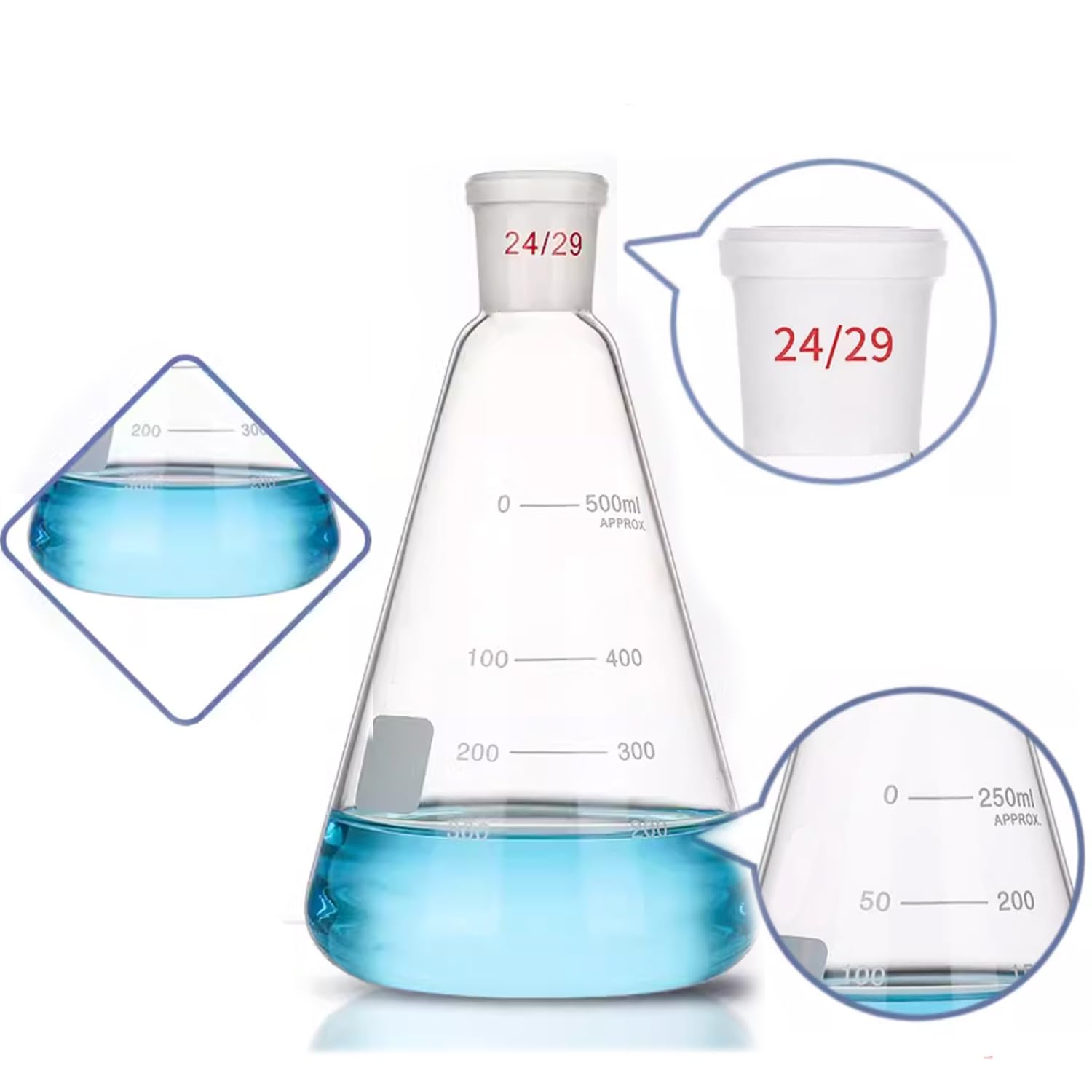Conjunto de destilación de laboratorio Aparato de vidrio de borosilicato Kit de vidrio de laboratorio de química 24/29 Junta (1000ml)