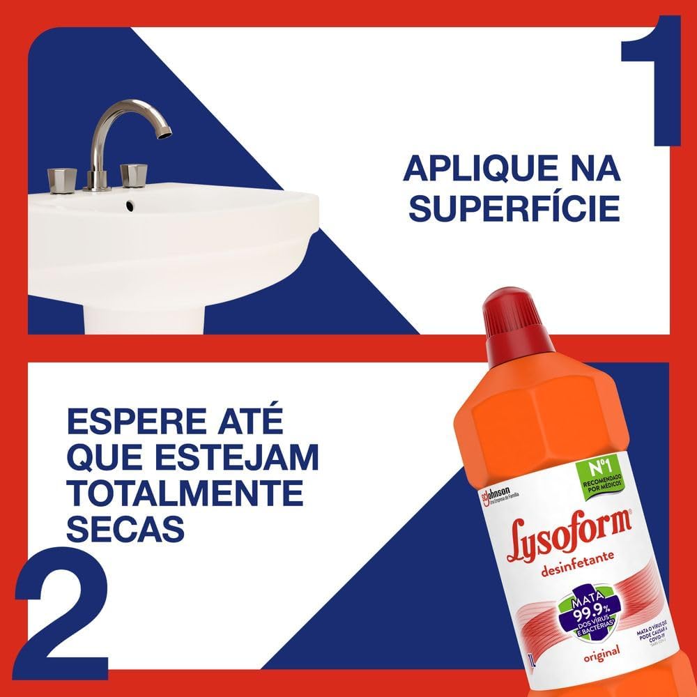 Lysoform Lavanda, Desinfetante Líquido, Limpeza Pesada e Eficiente, Pack 4 Unidades de 1L