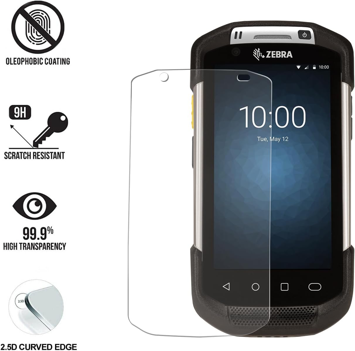 5pcs Tempered Glass Screen Protector for Zebra Symbol TC70 TC70X TC72 TC75 TC75X TC77 Handheld Barcode Scanner Mobile Computer,9H Premium Quality