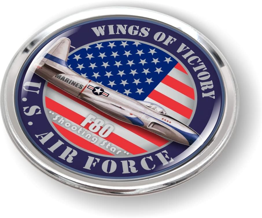 Miniatura 2 de U.S. Air Force veteran Aircraft F80 Shooting Star round vinyl sticker collection Wings of Victory 3D Dome Waterproof 100% UV Protected Aluminum
