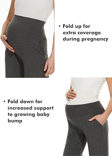 Miniatura 4 de Ecavus Pantalones de maternidad anchosrectos versátiles cómodos palazzo para mujer pantalones elásticos de embarazo