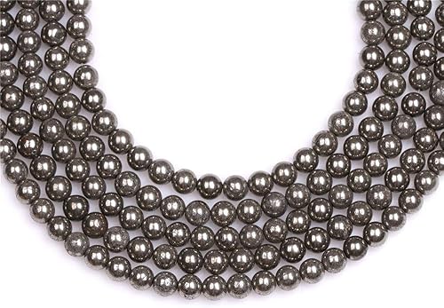 Miniatura 4 de JOE FOREMAN - Cuentas de pirita para hacer joyas, gemas naturales semipreciosas, redondas, plateadas, color gris, Piedra, 6MM