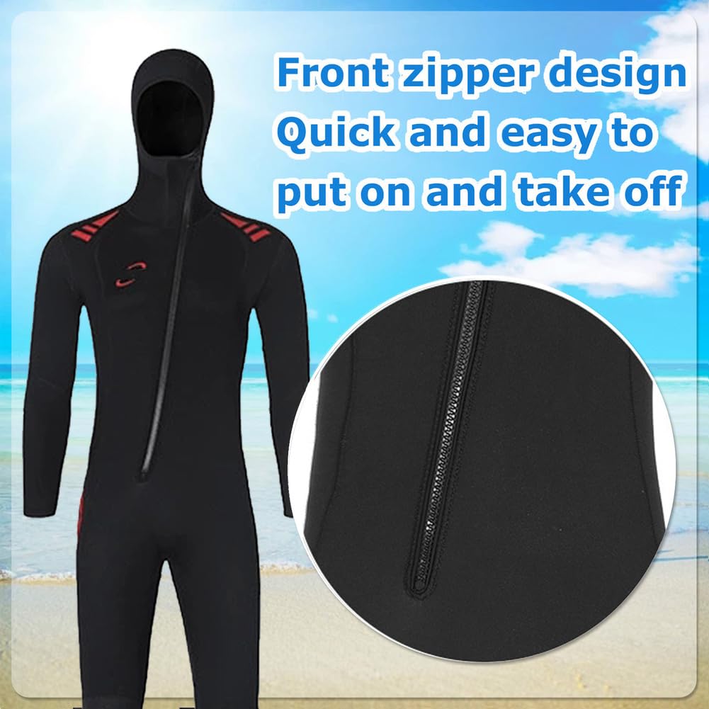 Traje De Neopreno con Capucha De 5 Mm, Traje De Buceo De Una Pieza De Manga Larga, Cálido A Prueba De Frío, Anti Medusas para Natación En Lancha Motora De Surf