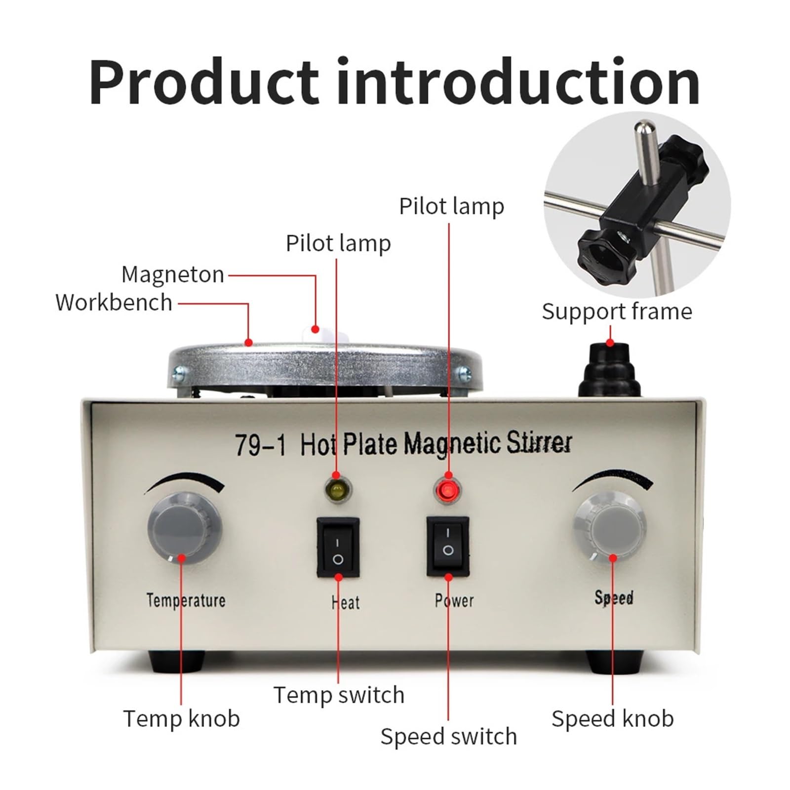 Agitador Magnético De Calefacción, Placa Caliente, Máquina Mezcladora Magnética 2400rpm For Investigación Científica Laboratorio Remueve Bien