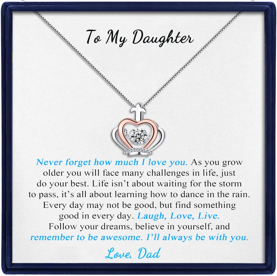 MFTRADING To My Daughter Necklace from Mom Dad Inspirational Daughter Christmas Gifts Jewelry Necklace for Beautiful Daughter Granddaughter on