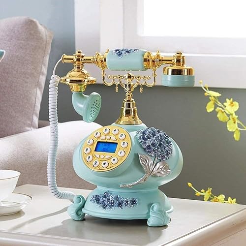 Teléfono de estilo retro Teléfono retro Teléfono antiguo Teléfono con cable Vintage Salón Café Decoración-A 7 × 10 pulgadas Decoración de escritorio