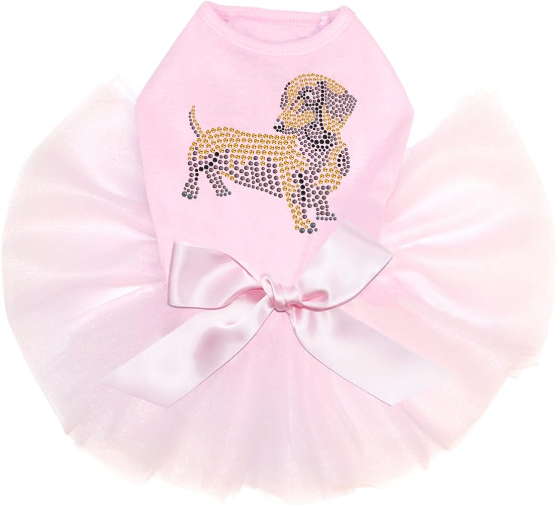 Dachshund # 2 Bling Rhinestone Dog Tutu Dress, 2XL Pink
